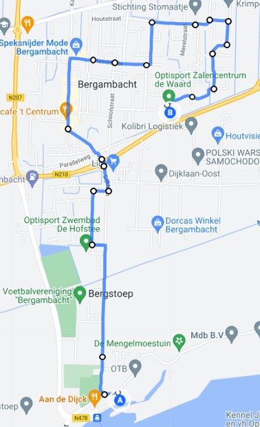 Route Intocht Sinterklaas Bergambacht 2022
